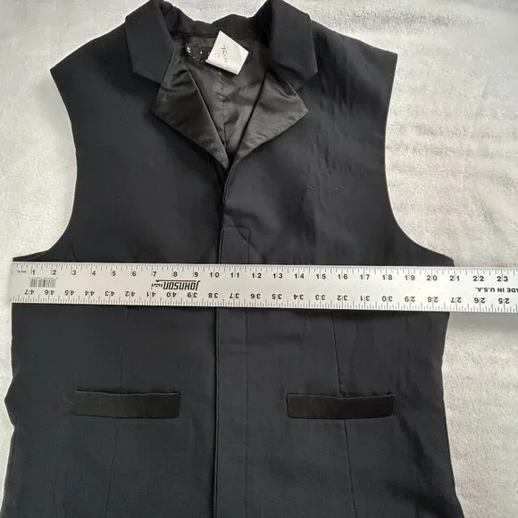 Fourmy Mens Black Notch Collar Formal Vest Size 42 Wool Blend Pocket Lightweight